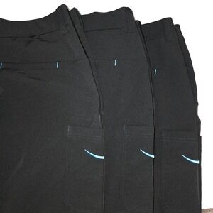 Lot Of 3 Amazon Luly Yang Men Black Cargo Pants Stretch Straight Sz Large 36X33